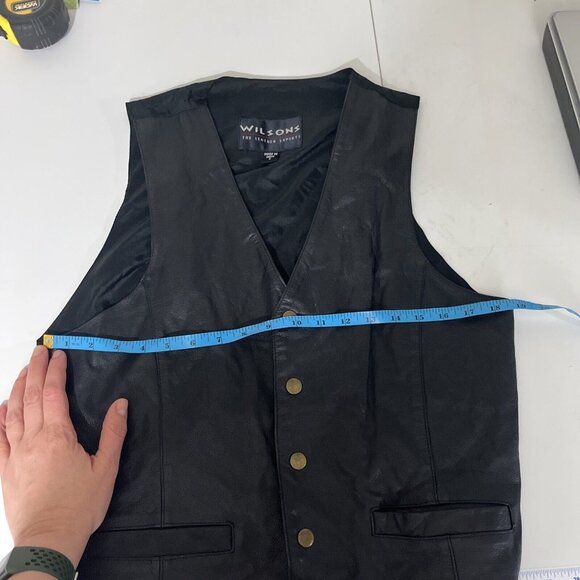 Wilson Black Leather Biker Moto Vest Mens Size S - Picture 8 of 9
